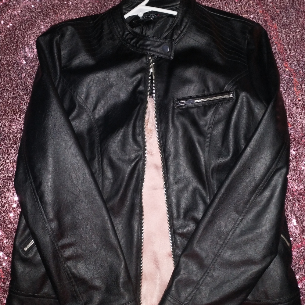 Used junior women's size M faux leather Moto jacke